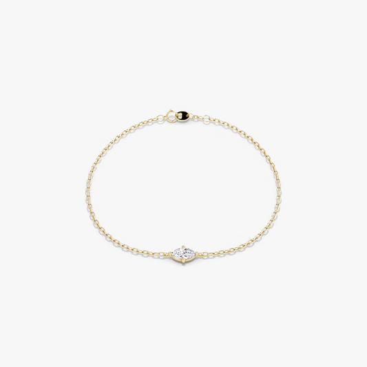 Solitaire Marquise Cut Diamond Bracelet in Four Prong Setting