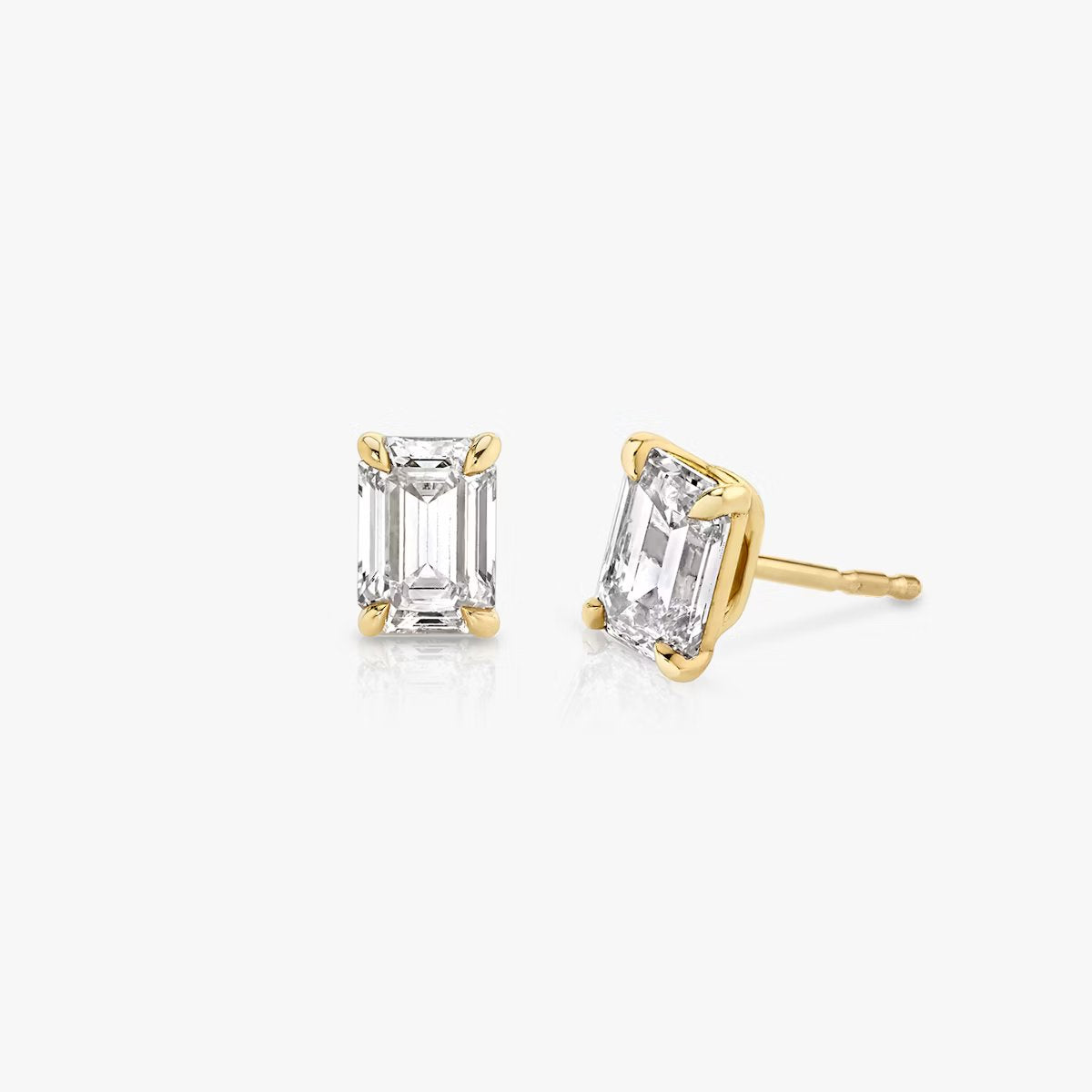 Solitaire Emerald Diamond Earring in Four Prong Setting