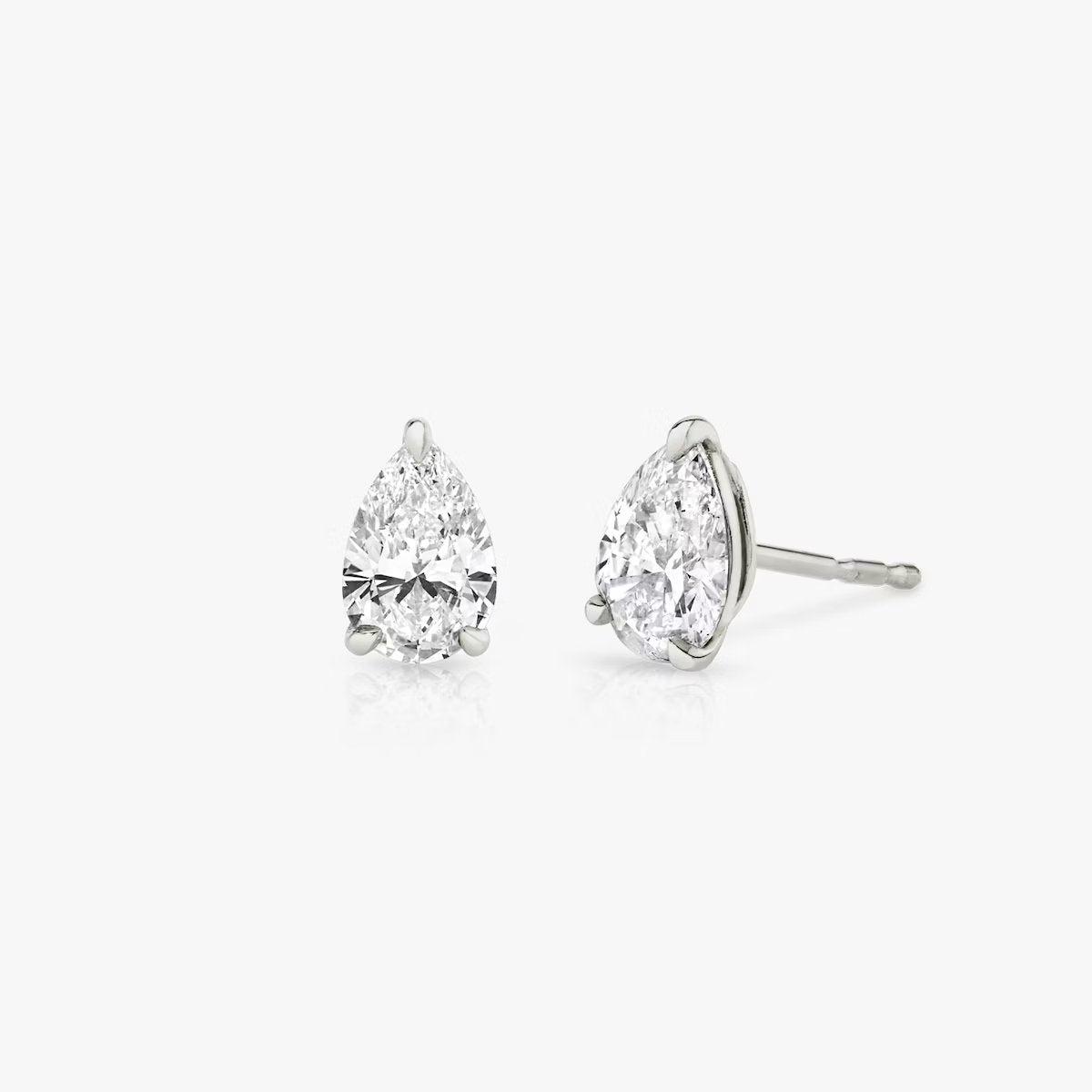 Solitaire Pear Diamond Earring in Three Prong Setting - Le Bezel