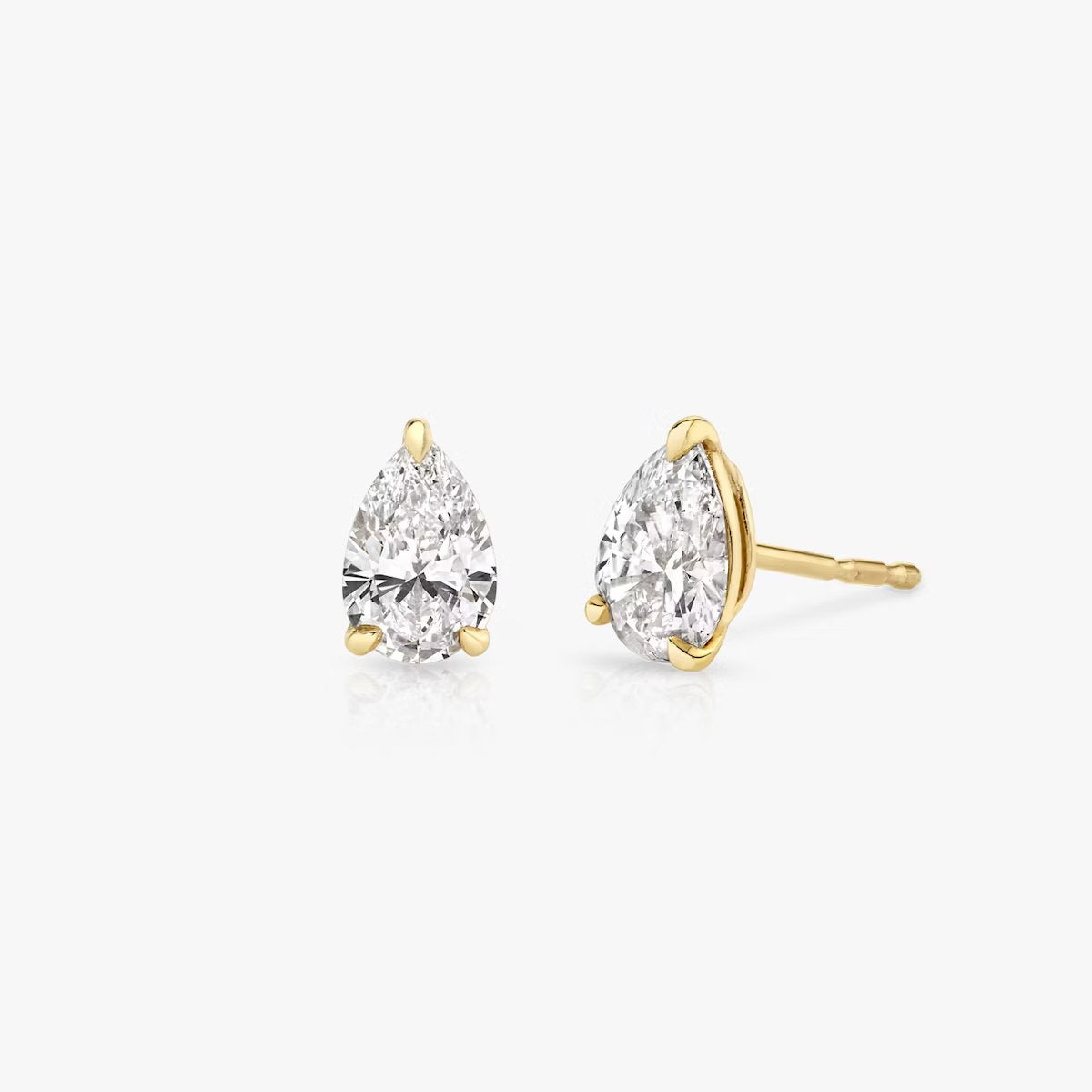 Solitaire Pear Diamond Earring in Three Prong Setting - Le Bezel