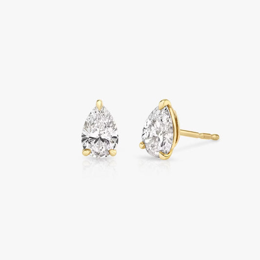 Solitaire Pear Diamond Earring in Three Prong Setting