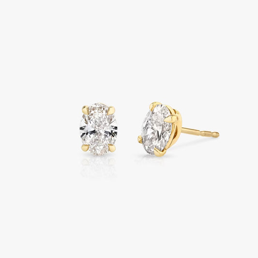 Solitaire Oval Diamond Earring in Four Prong Setting