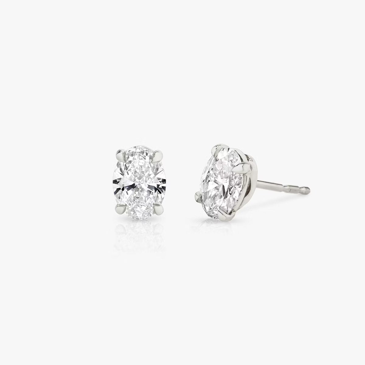 Solitaire Oval Diamond Earring in Four Prong Setting