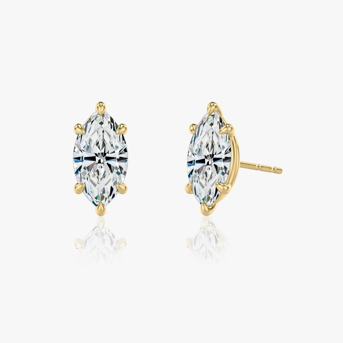 Solitaire Marquise Diamond Earring in Six Prong Setting