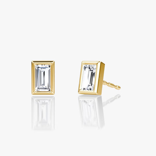 Solitaire Baguette Diamond Earring in Bezel Setting