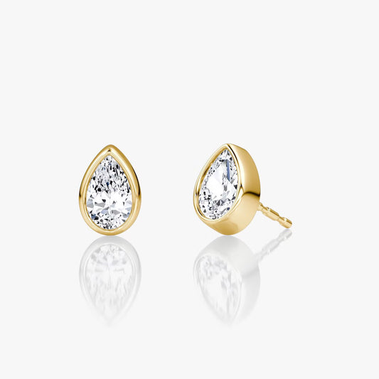 Solitaire Pear Diamond Earring in Bezel Setting