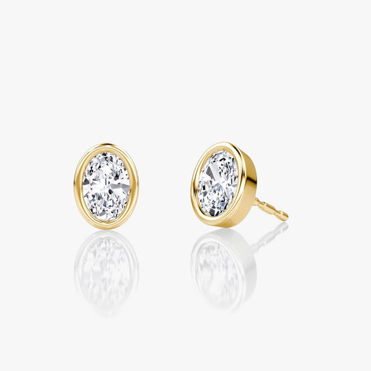 Solitaire Oval Diamond Earring in Bezel Setting