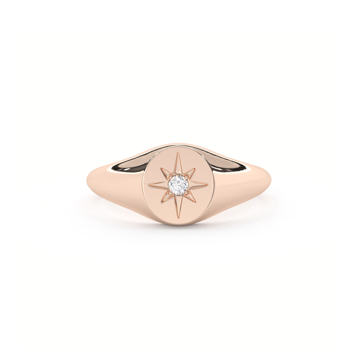 Star Signet Diamond Ring 0.1 CTW