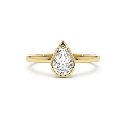 Bezel Pear Lab Grown Diamond Ring 0.75 - 1.50CTW