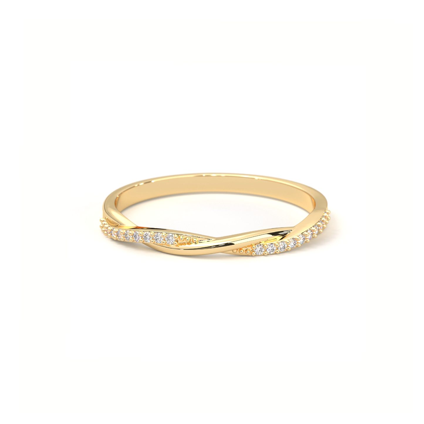 Gold Petite Twist Ring 0.1 CTW