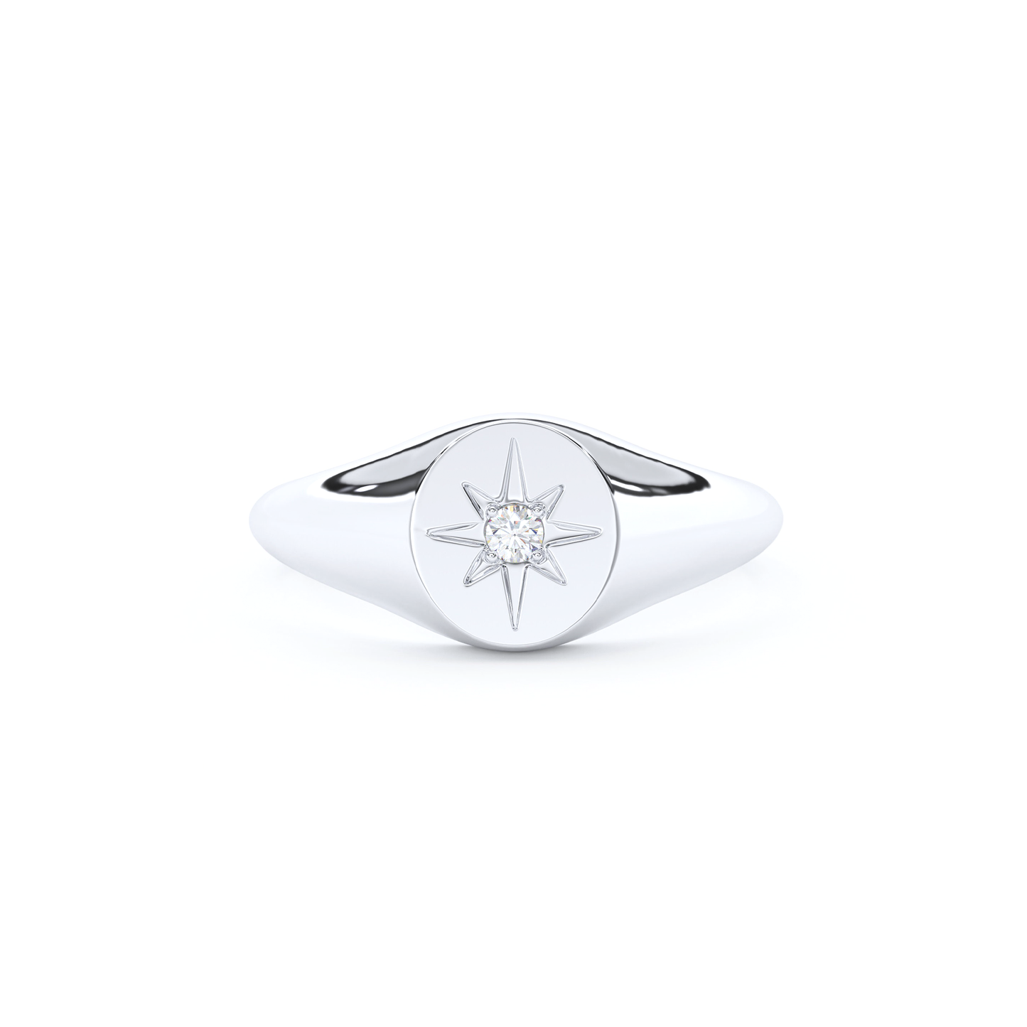 Star Signet Diamond Ring 0.1 CTW