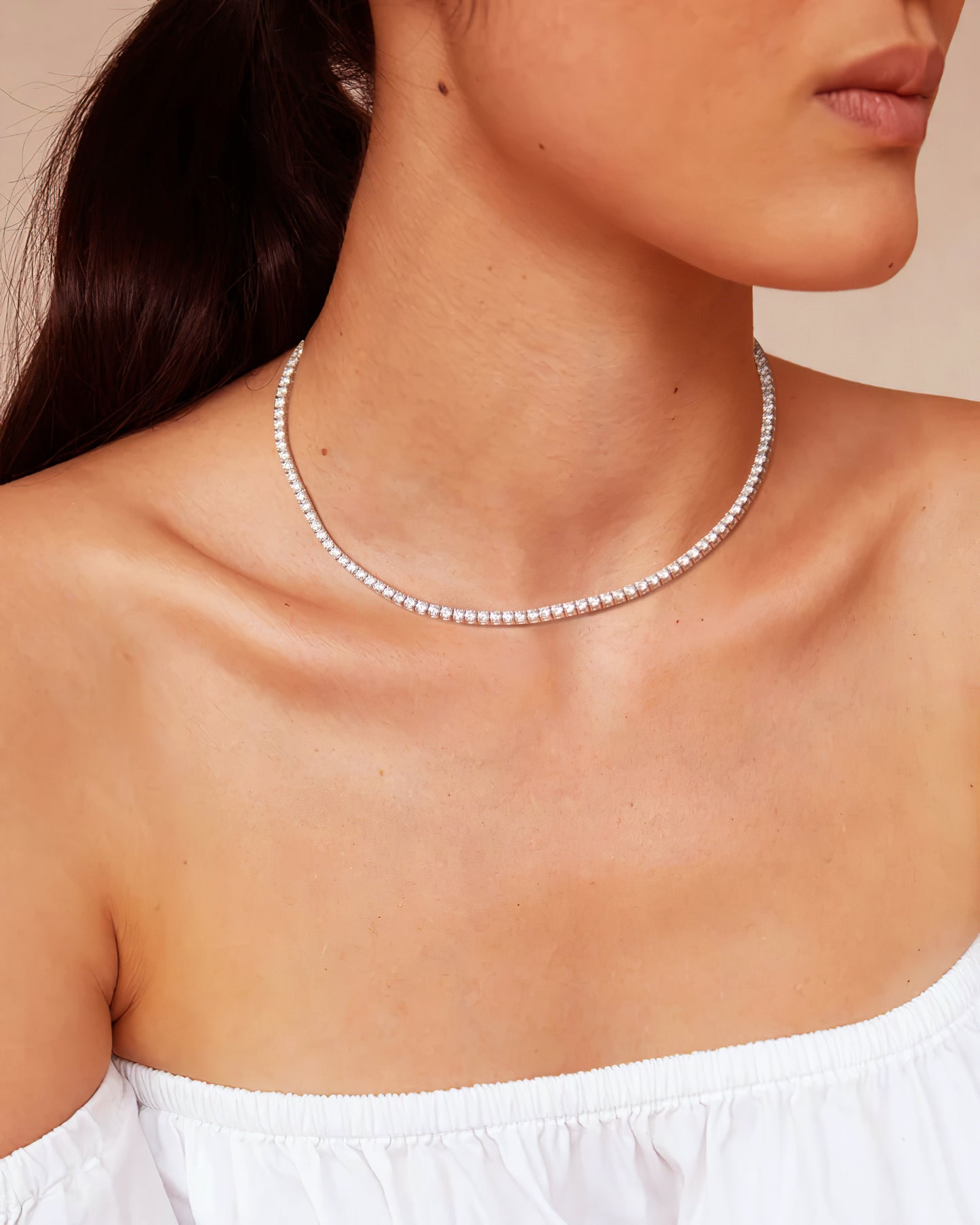 Diamond Tennis Necklace 14K 3.5 CTW