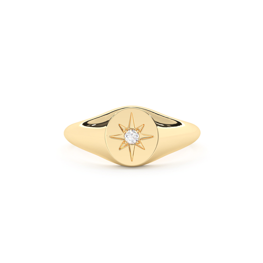 Star Signet Diamond Ring 0.1 CTW