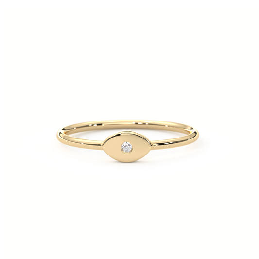 Evil Eye Minimalist Thin Diamond Ring