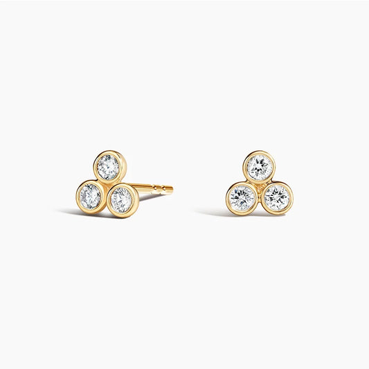 3 Stone Diamond Stud Earring 0.3CTW