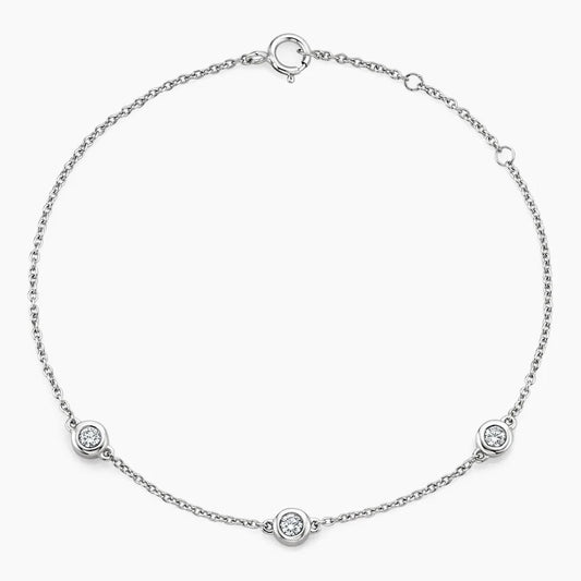 3 Stone Diamond Bezel Bracelet 0.3CTW