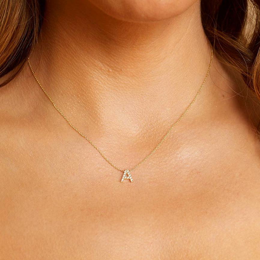 Diamond Pave Letter Necklace 0.12 CTW